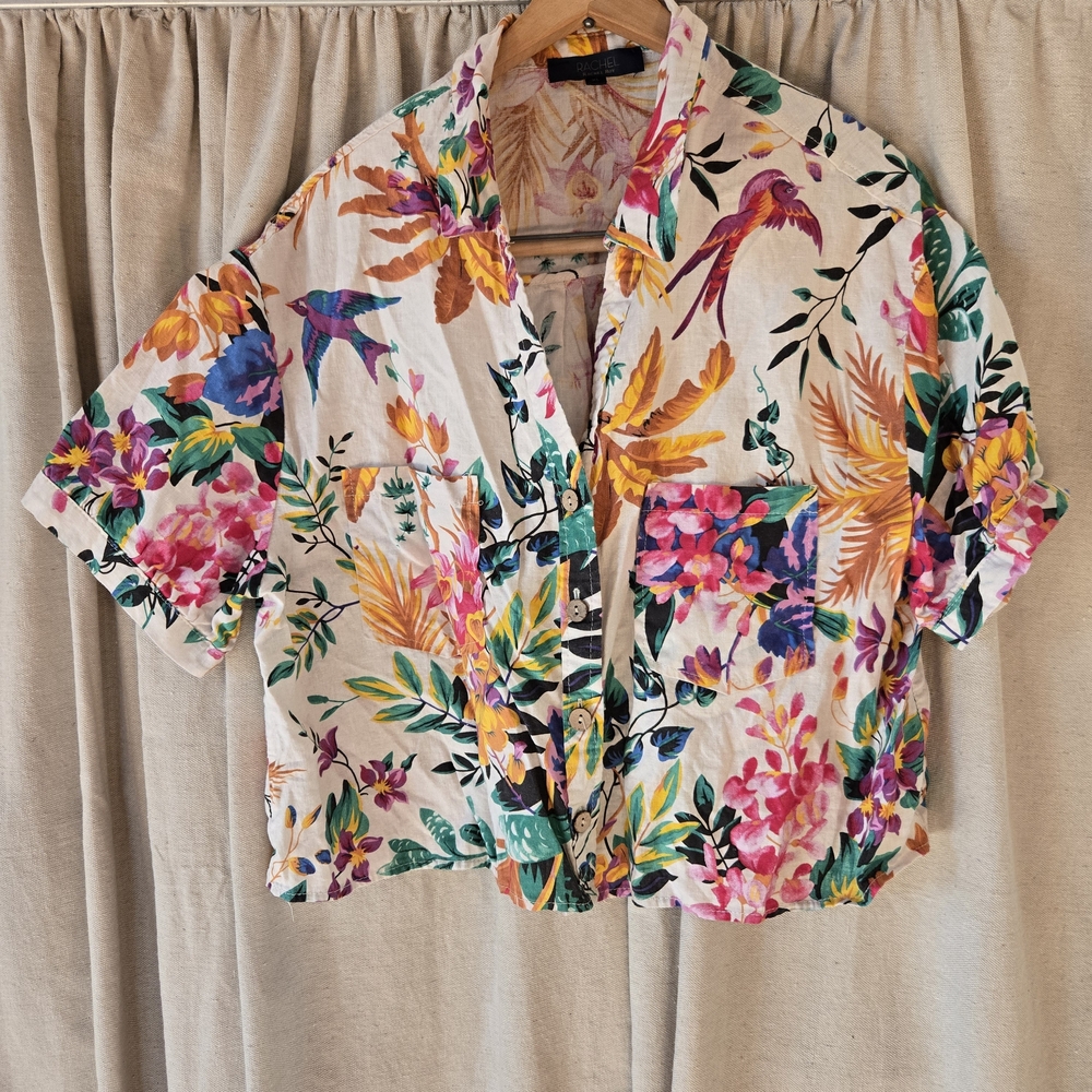 Floral Print Women's Top Linen Blend
